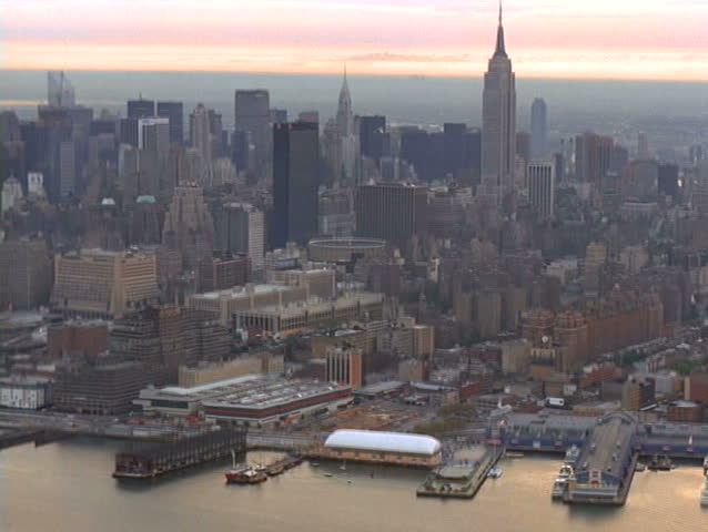 Aerial 1990s Midtown Manhattan