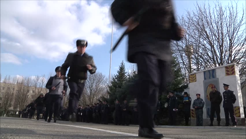 KIEV - MARCH 31: Training of militia (police) to disperse mass disorders on March 31, 2012 in Kiev. 