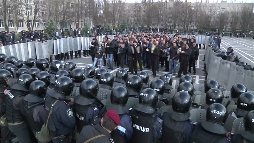 KIEV - MARCH 31: Training of militia (police) to disperse mass disorders on March 31, 2012 in Kiev. 
