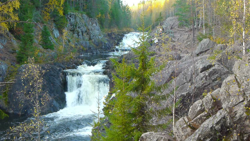 Waterfall Kivach in Karelia, Russia, the second most affluent waterfall in Europe