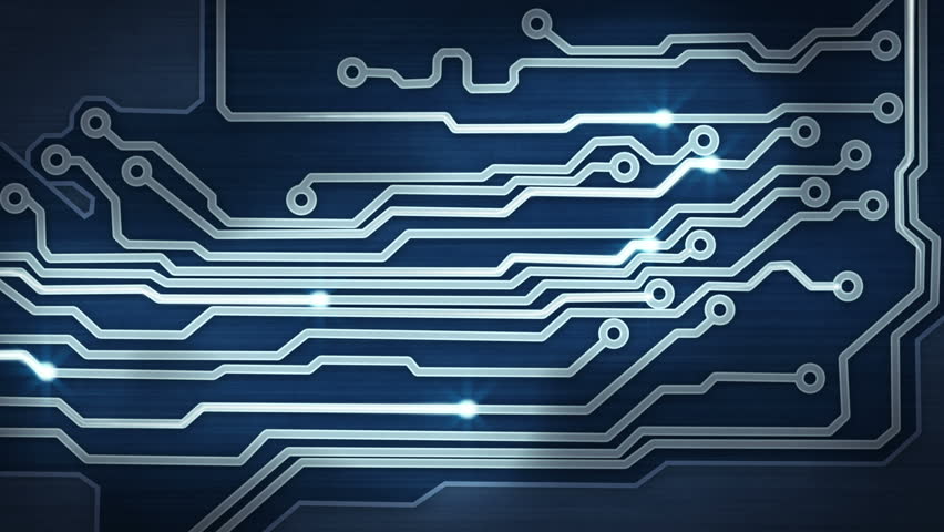 blue circuit board providing signals. computer generated seamless loop hi-tech motion background