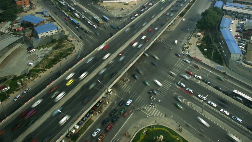 Timelapse twist movement of intersection at Hu Jilao in Beijing, China.