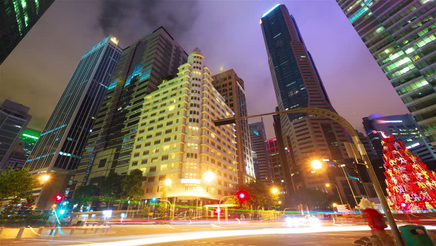 Singapore at night, Time lapse in motion