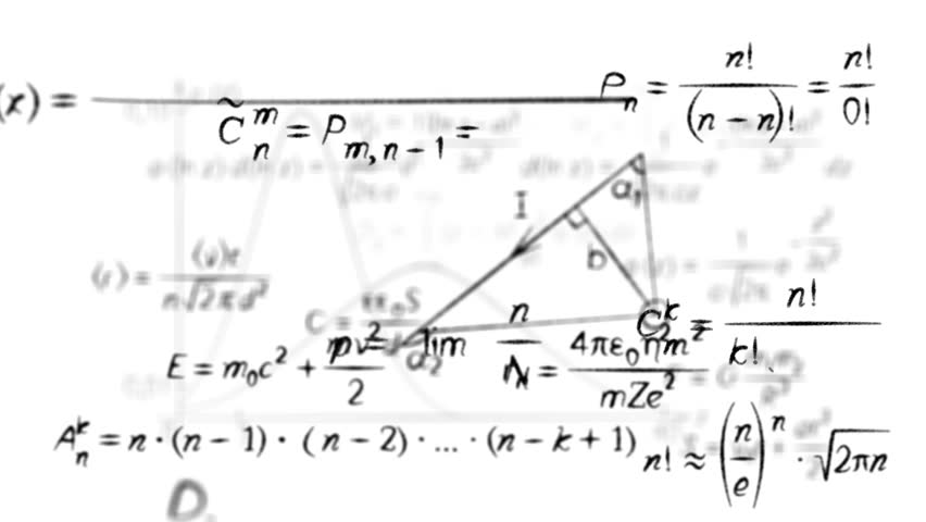 math physics formulas black and white. computer generated loopable motion background
