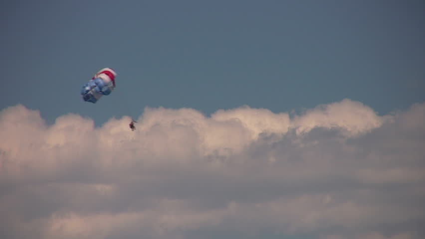 Parasailing in the clouds above Lake Tahoe