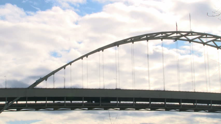 PORTLAND, OREGON, USA - CIRCA JUNE 2010: Time lapse of traffic in Portland, Oregon over interstate bridge.