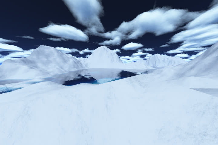 Refreshing ice lake in antarctica with clouds in the background