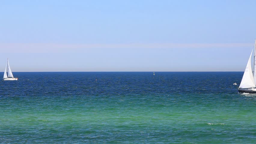 Sailboats on the baltic sea on the german coast by Kuehlungsborn