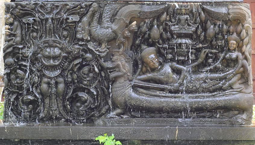 waterfall on the statue