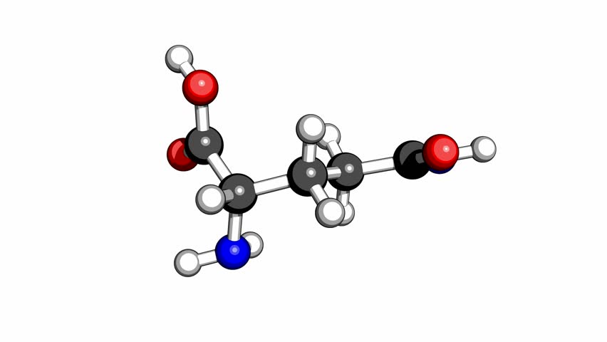 Amino acid glutamine molecular structure on a white background