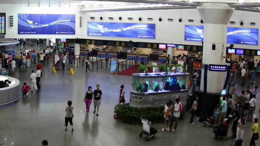 SHENZHEN CHINA - AUGUST 20, 2009:  Shenzhen airport handled 24486406 passengers in 2009 according to Civil Aviation Administration of China making itself the fifth busiest in China August 20 2009