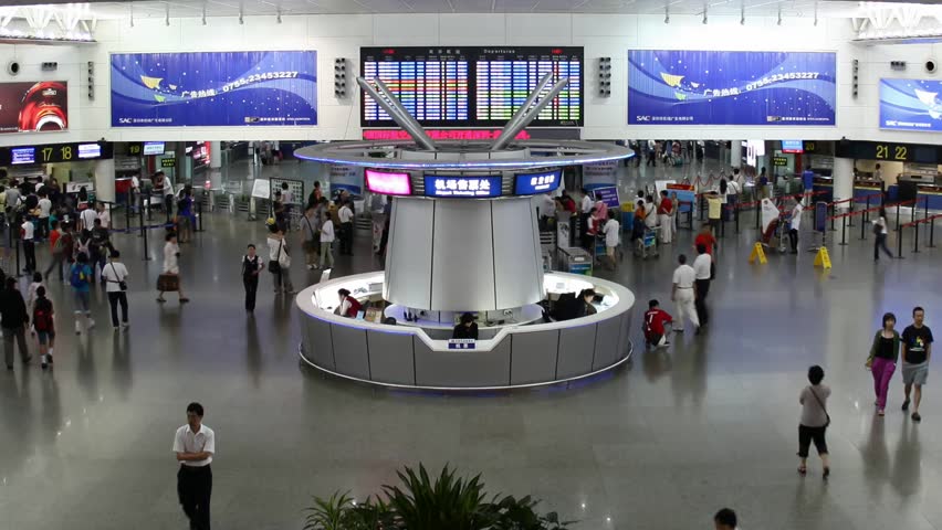 SHENZHEN CHINA - AUGUST 20, 2009: Shenzhen airport handled 24486406 passengers in 2009 according to Civil Aviation Administration of China making itself the fifth busiest in China August 20 2009