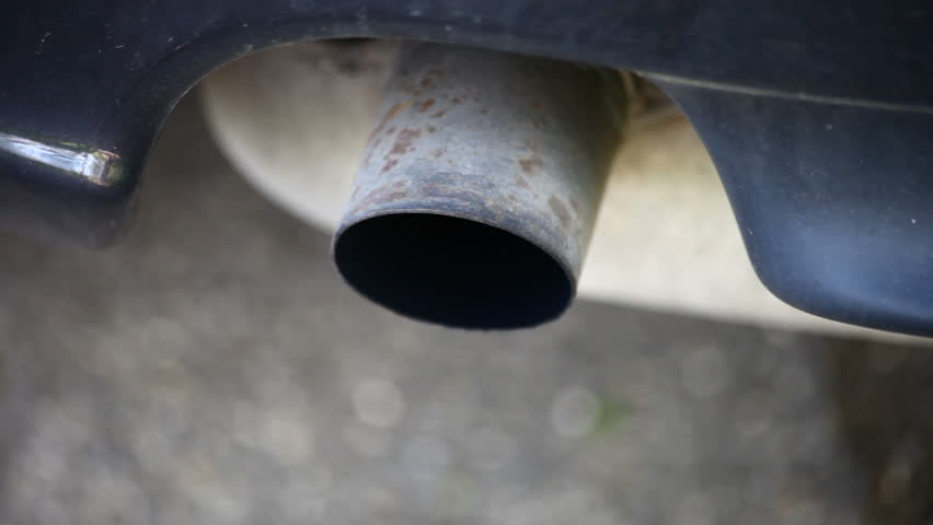 Car ignition. Catalytic converter close-up