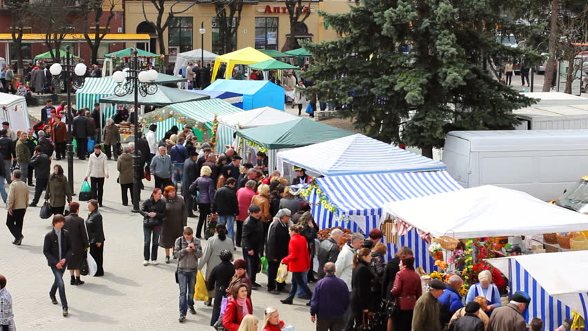 IVANO-FRANKIVSK, UKRAINE - APRIL 12: View of national traditional fair before Easter on April 12, 2012 in Ukraine, Ivano-Frankivsk. In Ivano-Frankivsk most common Catholic faith Byzantine rite