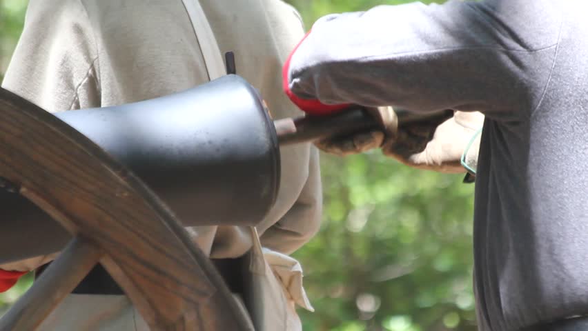 Aluminum Foil Shot Loaded Down Barrel Of Muzzle Loading Cannon