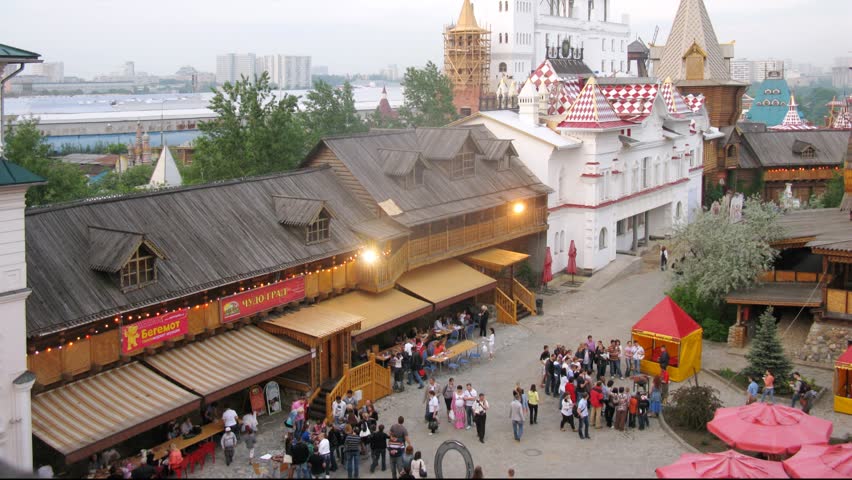 MOSCOW - MAY 19: (Timelapse View) People walk on cultural entertainment complex Kremlin in Izmailovo, on Annual action Night of Museums, on May 19, 2012 in Moscow, Russia
