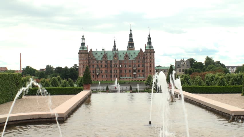 Fountains in the gardens of Frederiksborg palace, one of the homes of the Danish royal family