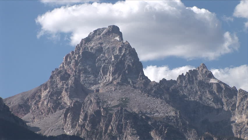 View of a Grand Teton mountain peak in Wyoming United States