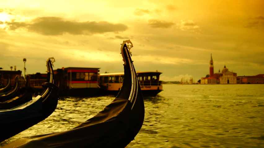 Some attractions of Venice city in Italy, gondola and "Canal Grande"