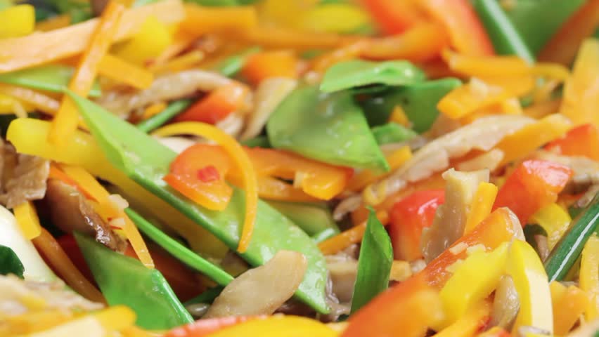 Stir-frying mixed vegetables