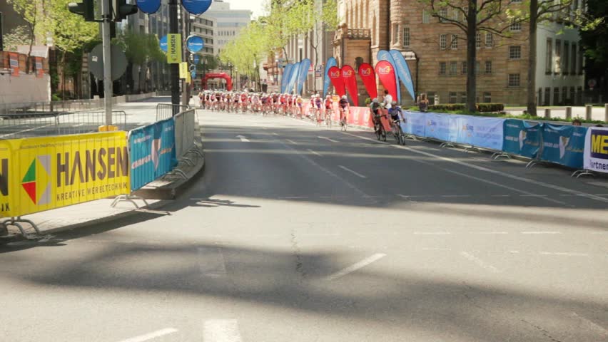 FRANKFURT - MAY 1: Cyclists participate in the Eschborn-Frankfurt City Loop bike race on May 1, 2012 in Frankfurt, Germany.