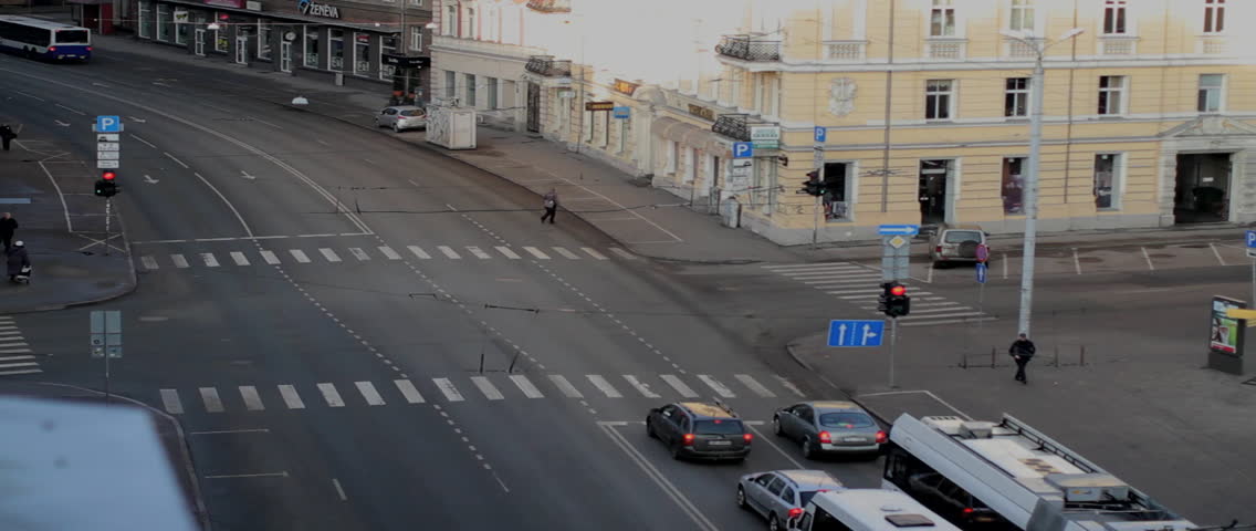 Riga - LV, JUNE 2012 - Time lapse of a busy intersection in Riga, Latvia.