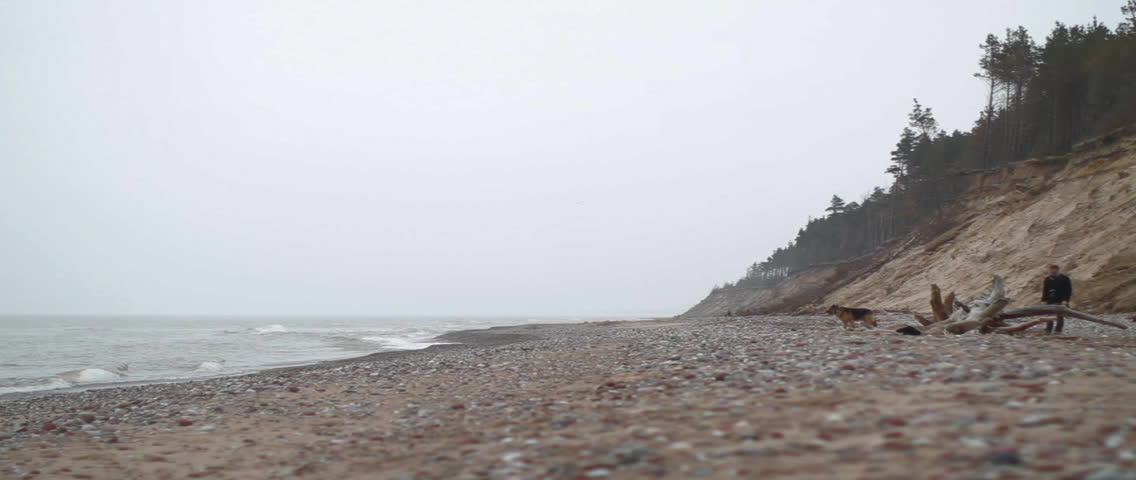 A beach in Latvia. Baltic Sea in the background, foggy.