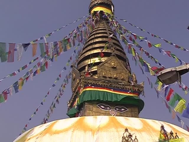 Swayambhunath is the famous landmark Buddhist temple situated on the top of a hill west of Kathmandu. The temple is also know as the "monkey temple".