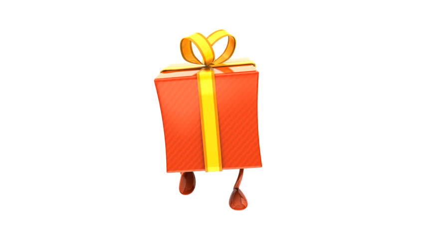 Walking Gift 02 Loop.  Beautiful white gift is walking happily. Using alpha matte you can use them separately or change 
