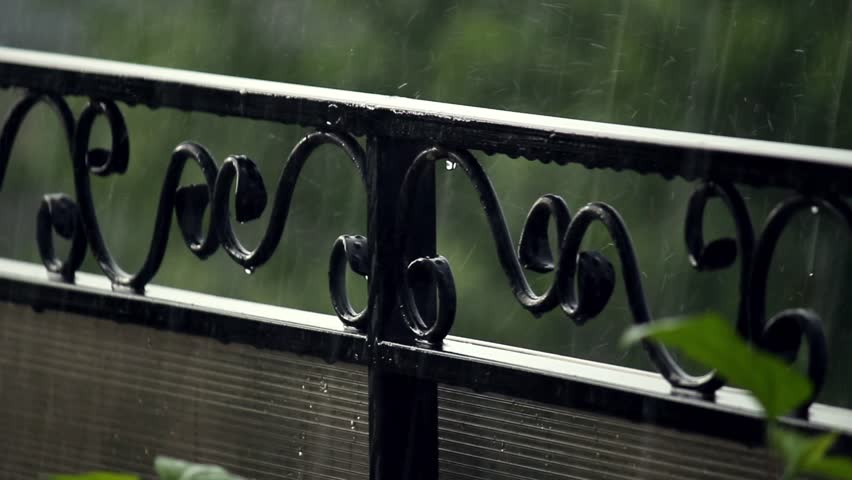 Hammered fence under the rain