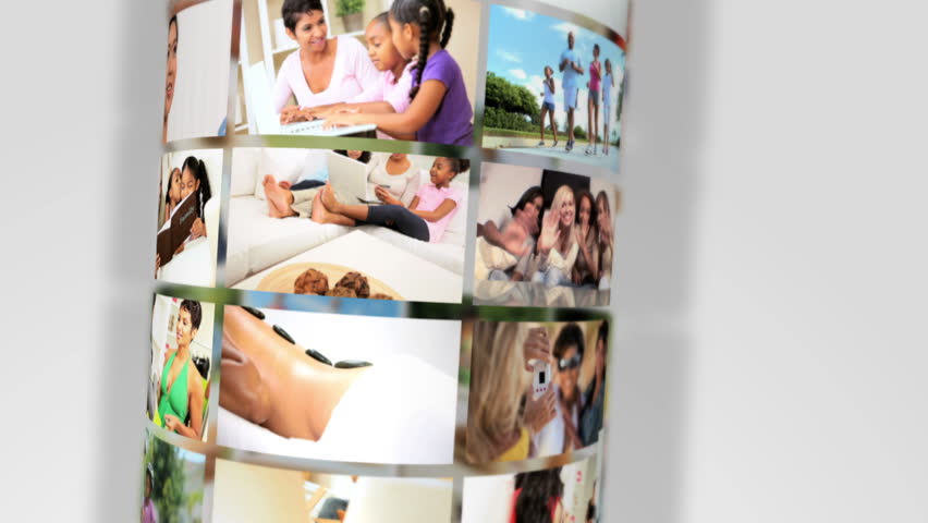 Montage of 3D revolving images showing the varied lifestyles of young ethnic females