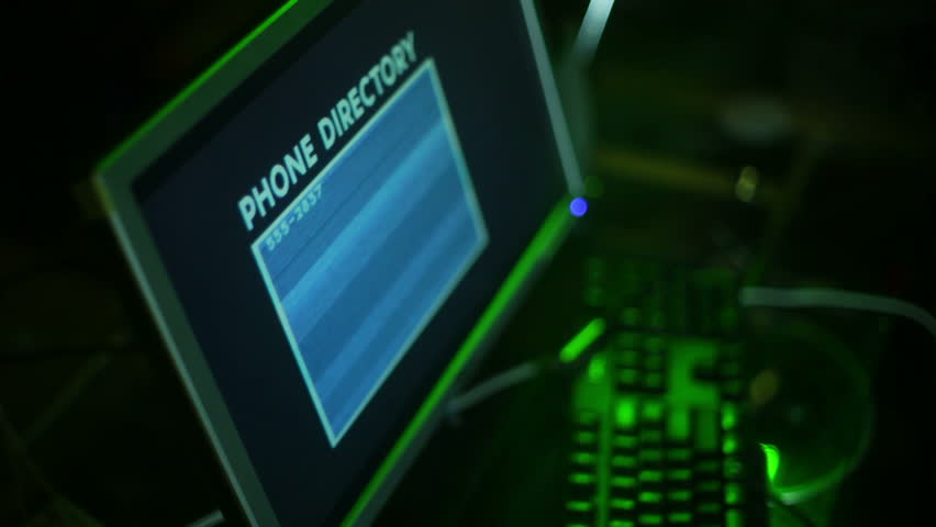 Phone directory listing  on a computer, fake, graphic made by me.
