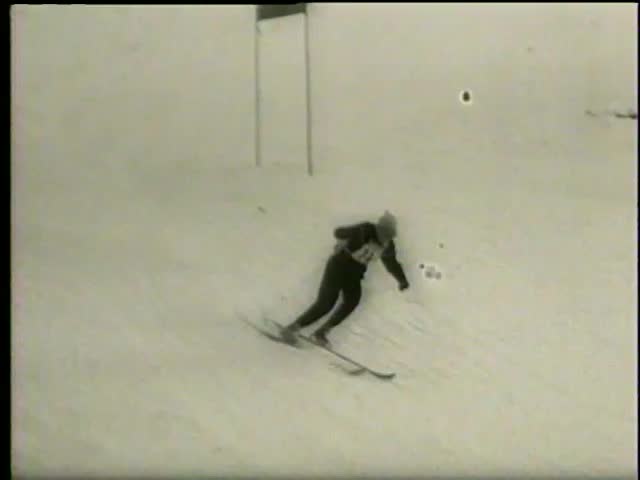 MGM PICTURES, UNIVERSAL-INTERNATIONAL NEWSREEL, USA, filmed in 1958 - Buddy Werner from the USA falls at the world ski championship in Bad Gastein, Austria circa 1958