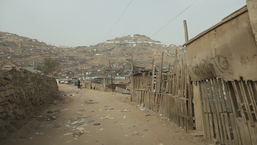 video footage of a car trip in Slums of the north of Lima, Peru