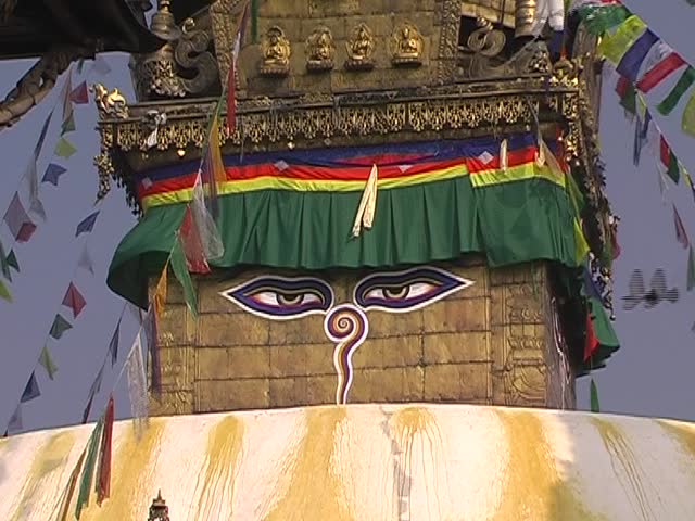 Swayambhunath is the famous landmark Buddhist temple situated on the top of a hill west of Kathmandu. The temple is also know as the "monkey temple".