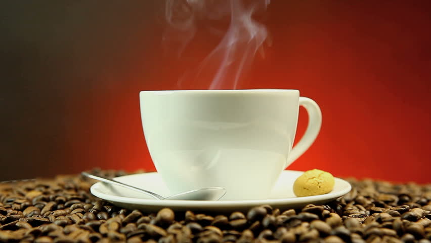 Brown Coffee Cup beans with steam loop video HD