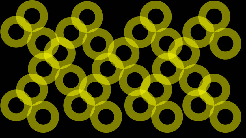 Yellow circles in orbit creating an abstract "illusion" effect. Seamlessly loops.