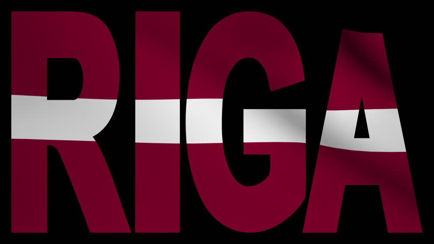 Riga text with fluttering flag animation