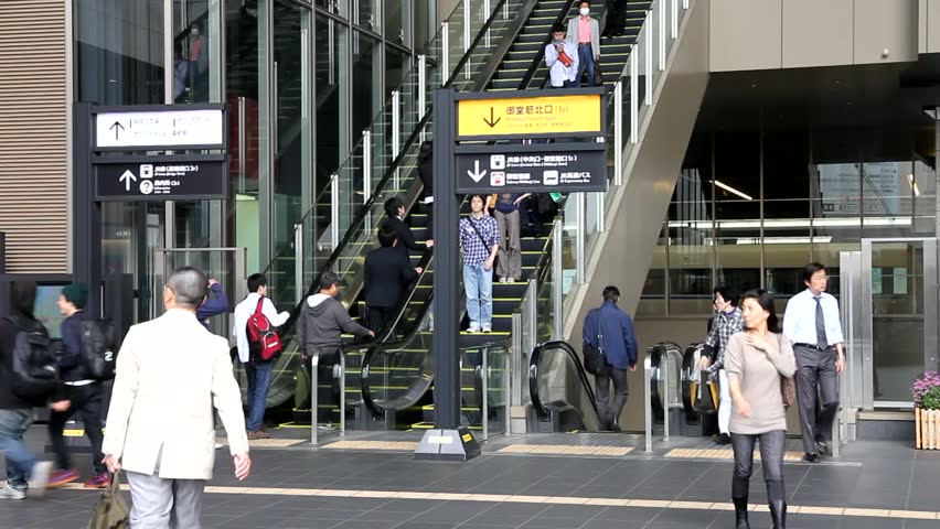 OSAKA, JAPAN - APRIL 27: People hurry at Osaka Station on April 27, 2012 in Osaka, Japan. It is the 3rd busiest station in the world serving average 2.4 million passengers daily.