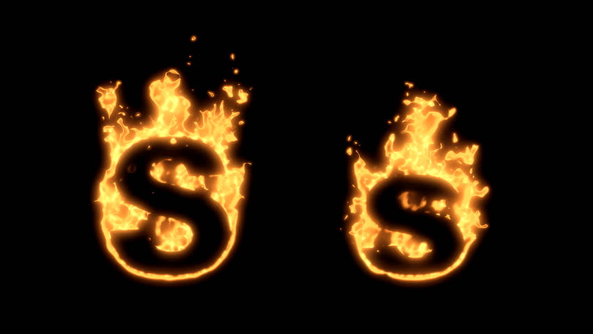 Flaming Alphabet. Upper and lower case S bursting into flames. Part of a series an alphabet, numbers and other characters.