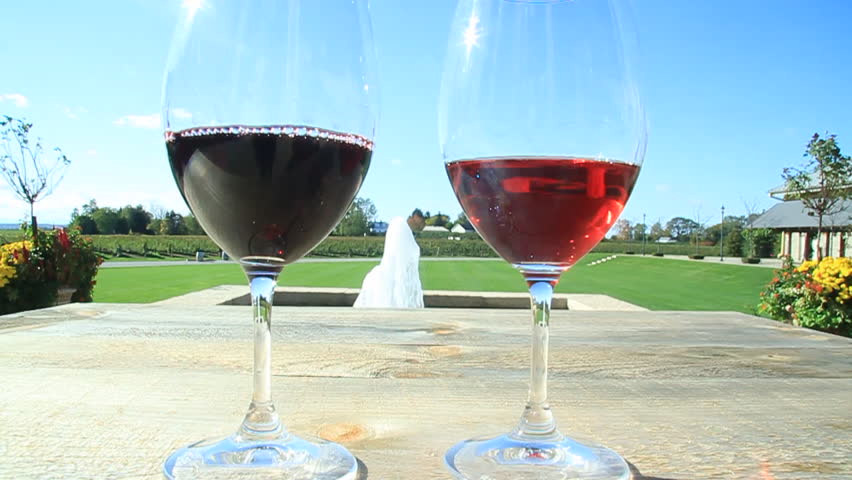Camera zooms out on two classes of wine
