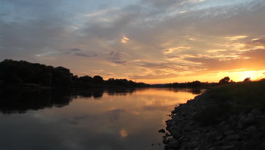 Sunset on the Elbe river in Saxony-Anhalt / Germany