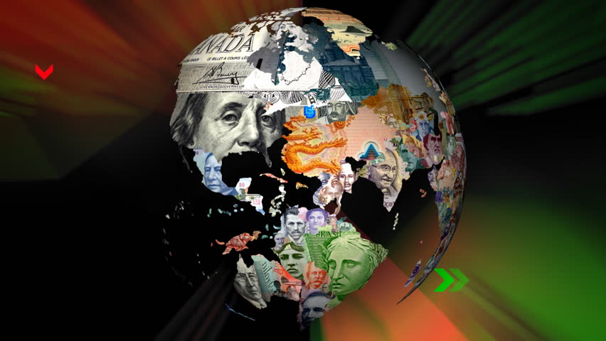Loop able Spinning Currency / Financial Globe with Background ... 