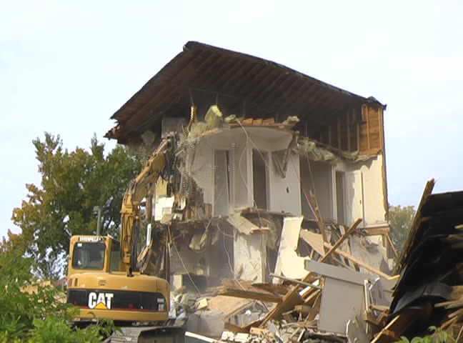 2 storey house demolished on Richmond Rd. in west Ottawa, Ontario, October 2008.  Had been a restaurant.  An unprecedented level of construction is occurring in west Ottawa