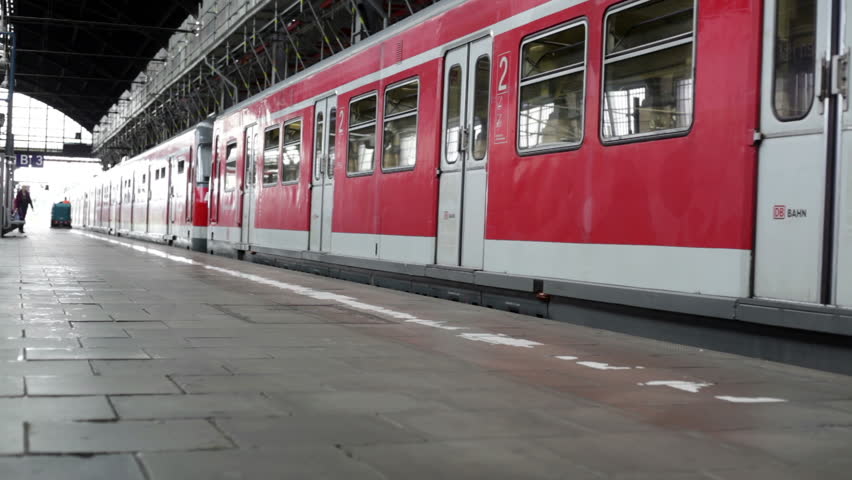 WIESBADEN, GERMANY - AUGUST 08: A suburb train of german railroad company DB is leaving the station of Wiesbaden on August 08, 2012
