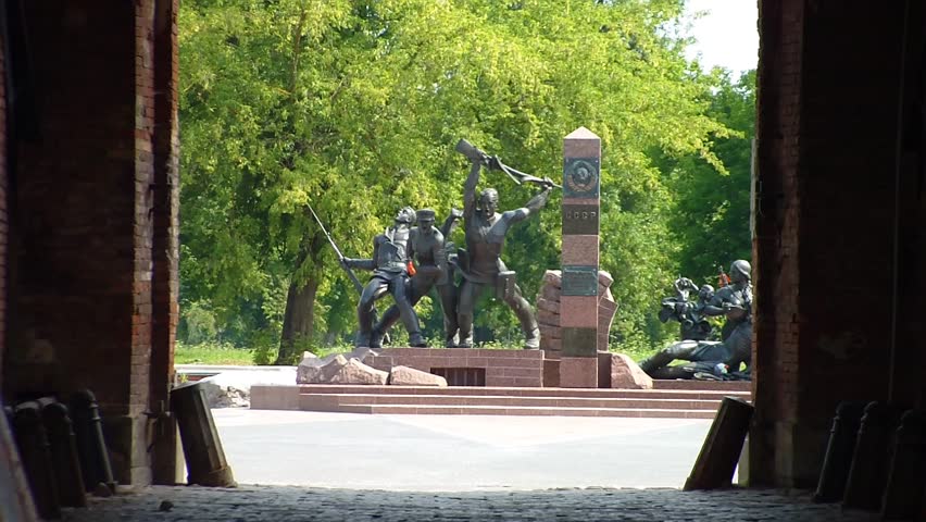 BREST, BELARUS - AUGUST 4, 2012: Monument to the border guards and their families who died during the first days of hostilities, installed in the memorial complex "Brest Fortress".