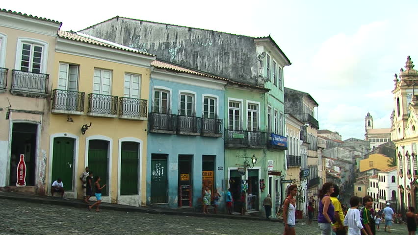 SALVADOR, BRAZIL - April 2008: Colorful buildings of historical center in Salvador, Bahia, Brazil