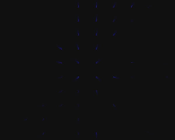 Small blue light beams penetrate a black background