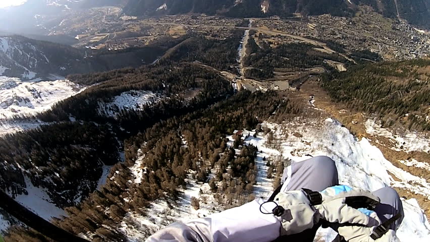 POV of paragliding in the high Alps, Chamonix, France