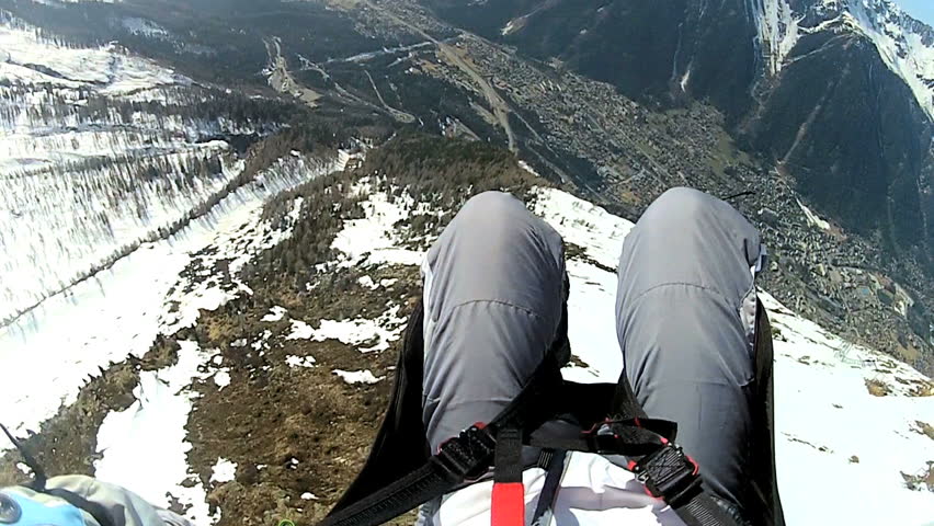 POV paragliding in the high Alps, Chamonix, France